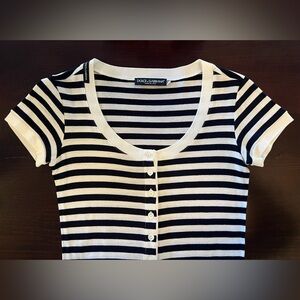Dolce & Gabbana Black & White Striped Short Sleeve Top